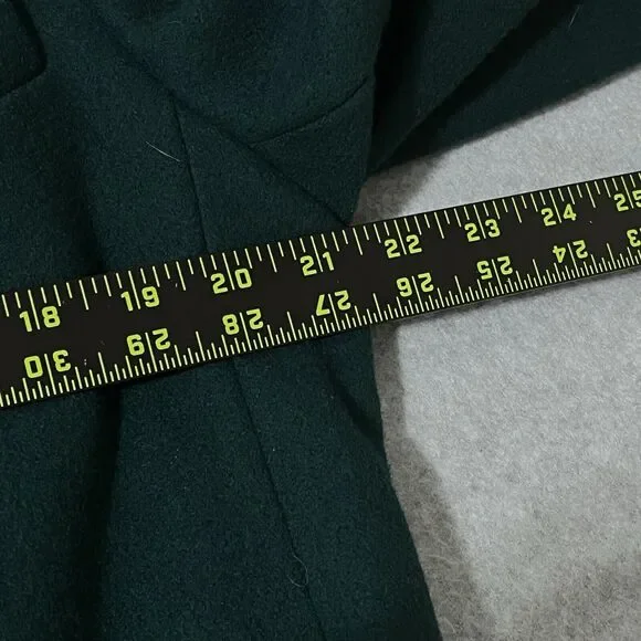 Aldopho Classics Women Sz 12 Overcoat 100% Wool Emerald Green Quiet Luxury Long - Picture 10 of 12